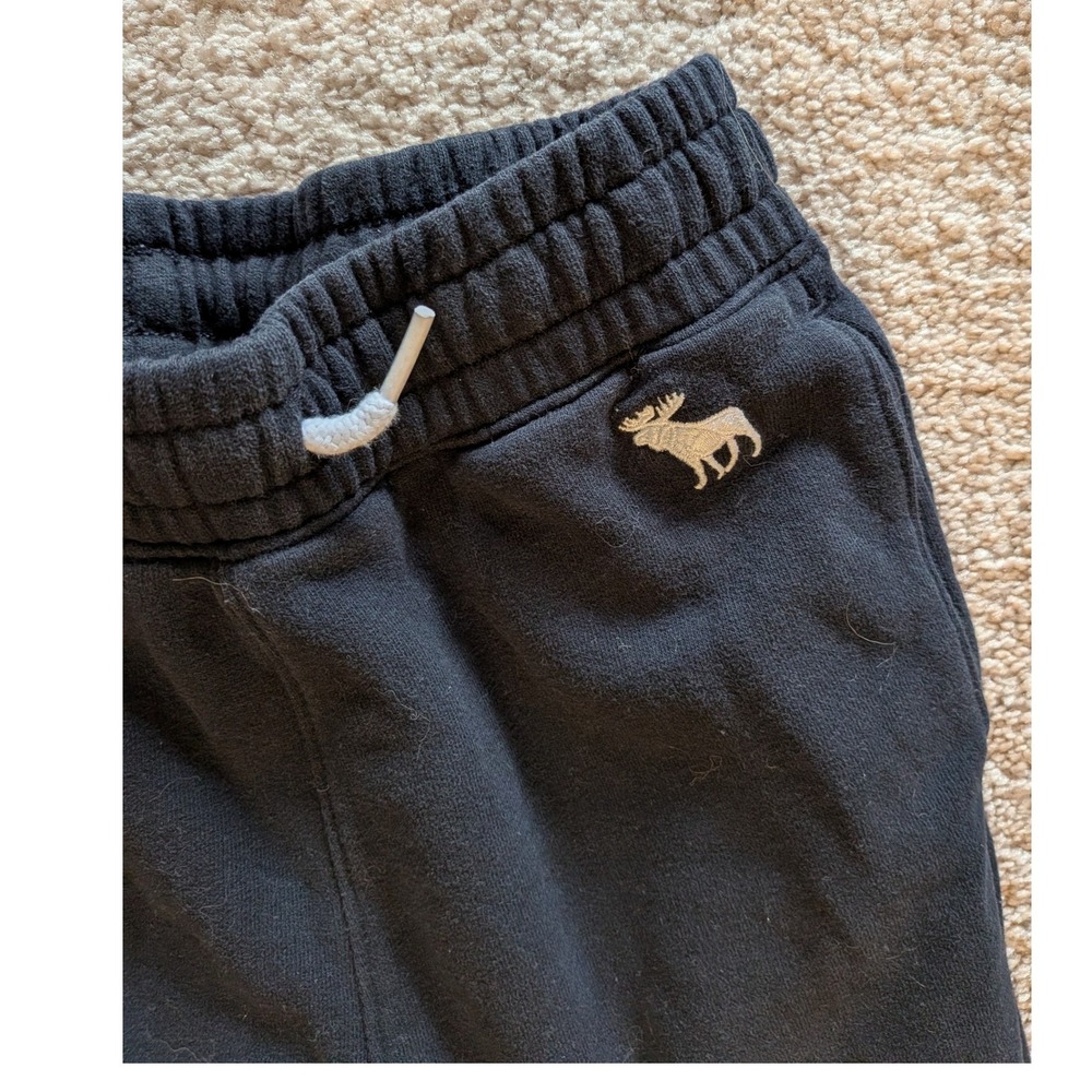Abercrombie Kids Black Fleece Joggers 9-10 Moose Logo
